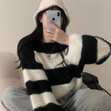 [Cheap x fabric, different color!] Spoons striped angora cropped knitwear - 2 colors