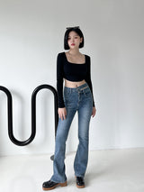 ウエストスリットブーツカットパンツ/no.2326 waist slit bootcut pants
