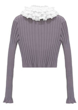 Lace collared cardigan (SET) 
