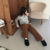 Biton バックバンディングピンタックコーデュロイロングワイドパンツ