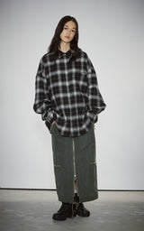 WASHED 2WAY ZIP SKIRT_KHAKI