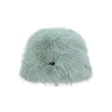 VA Square Longlabel Twotone Eco Fur Bucket Hat / Green