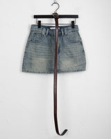 [Belt set] Jerik vintage washed denim mini skirt