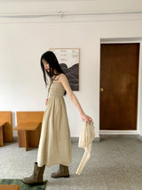 タイプスモーキングロングドレス長袖カーディガンセット / [2 SET] Type Smoking Long Dress Long-Sleeved Cardigan Set