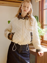 Stripe Patched Quilting Jacket (Ivory)