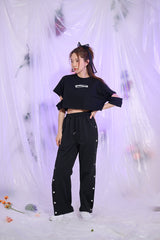 インサイションショートスリーブクロップTシャツ/TOP(9327) Incision Short Sleeve Crop Tee