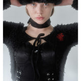 203-FAKE FUR BOLERO RIBBON CARDIGAN (6550313468022)