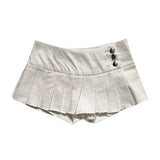 Button pleated skirt pants
