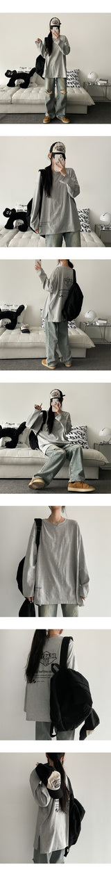 Veepa オーバーサイズ フィット ロング スリーブ Tシャツ