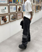 ウェーブワイドワイドブラックデニムパンツ/No.9609 wave widewide black denim PT