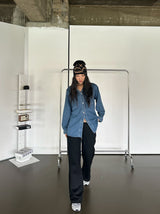 Bold denim loose fit shirt