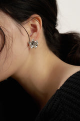 boom flower earring - silver