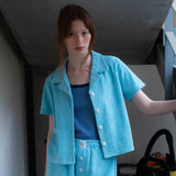 フラワーテリーハーフシャツ / FLOWER TERRY HALF SHIRT_BLUE