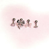 [SET] バタフライハートリボンドロップピアス
