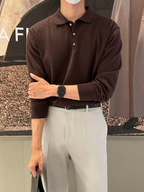 ローウォッシャブルボタンカラーニットウェア / Low Washable Button Collar Knitwear (9 colors)