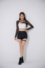 チョーカーシースルークロップTシャツ / TOP(9370) Choker See-through Crop Tee