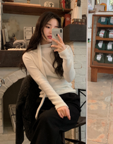 Rose Boat Neck Knit T-shirt + Tie Set (5color)