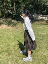 フリンジカットアウトミディプリーツスカート