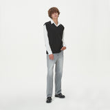 BLOCK LINK KNIT VEST_BLACK (6610821415030)