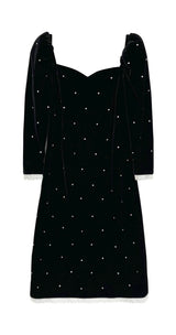 Velvet neckline dress