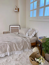 Shirring ruffle light comforter set - Oatmeal beige - Q