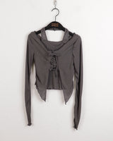 ケイタオールインワンホルターアイレットクロップド長袖Tシャツ / Keita all-in-one halter eyelet cropped long-sleeved T-shirt
