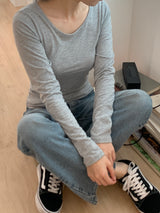 Youth Basic U-neck Long-sleeved T-shirt