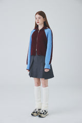ボウクル2WAYジップアップニット / Boucle 2way Zip-up Knit [Burgundy]