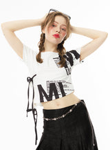 アンバランスストリングクロップTシャツ/UNBALANCE STRING CROP-T