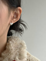 [92.5silver] マットハートワンタッチピアス (ナローバージョン)