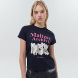 マルチーズアーカイブTシャツ/Maltese archive half sleeve tshirt women