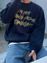 Brush lettering mohair knit