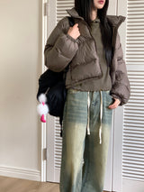 Aker string washing wide denim pants