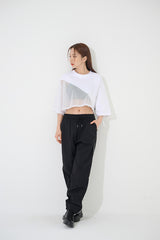メッシュショートスリーブクロップTシャツ / TOP(9238) Mesh Short Sleeve Crop Tee