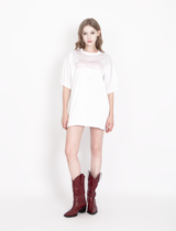 サテンオーバーサイズTシャツワンスアポンアタイム / SATIN OVERSIZE T-SHIRT #ONCE UPON A TIME(WHITE)