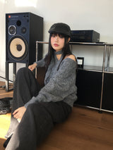 【マフラーセット】バレルウールチョーカータイVネックノーカットニット