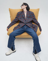 Peaked Lapel Check Pattern Blazer (6596179001462)