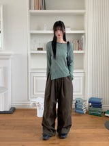 [UNISEX] Twal Balloon Pintuck Cotton Long Jogger Wide Pants