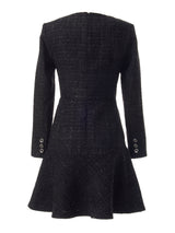 V-NECK FLARE TWEED ONEPIECE_BLACK (6638375272566)