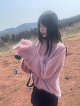 Hairy round knit t