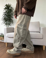 Mud Washing Cargo Denim Pants