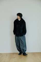 ウールフードコート/unisex wool hood coat black