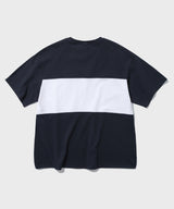 インサイズドカラーブロックTシャツ/Incised Color Block Tee (Navy)