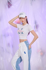 フライレタリングクロップTシャツ/TOP(9278) Fly Lettering Crop Tee