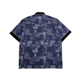 ロゴエンブロイダーパイプウェスタンシャツ/[UNISEX] Logo Embroidered Piped Western Shirt (Navy)