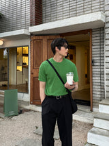 ロエミニマルリネンラウンド半袖ニット/Roe Minimal Short-Sleeved Linen Round Knitwear (9 colors)