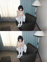 Vネックコットンドレス/V-neck cotton dress (white)