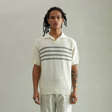 シリンダライン ハーフスリーブカラーニット/CYLINDER LINE HALF SLEEVE COLLAR KNIT (IVORY)