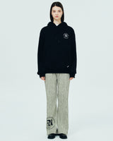 SMALL ROMAN TYPO LOGO HOODIE-BLACK (6680882577526)