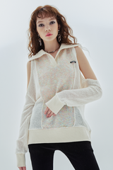 ホールカラーニット / hole collar knit_white